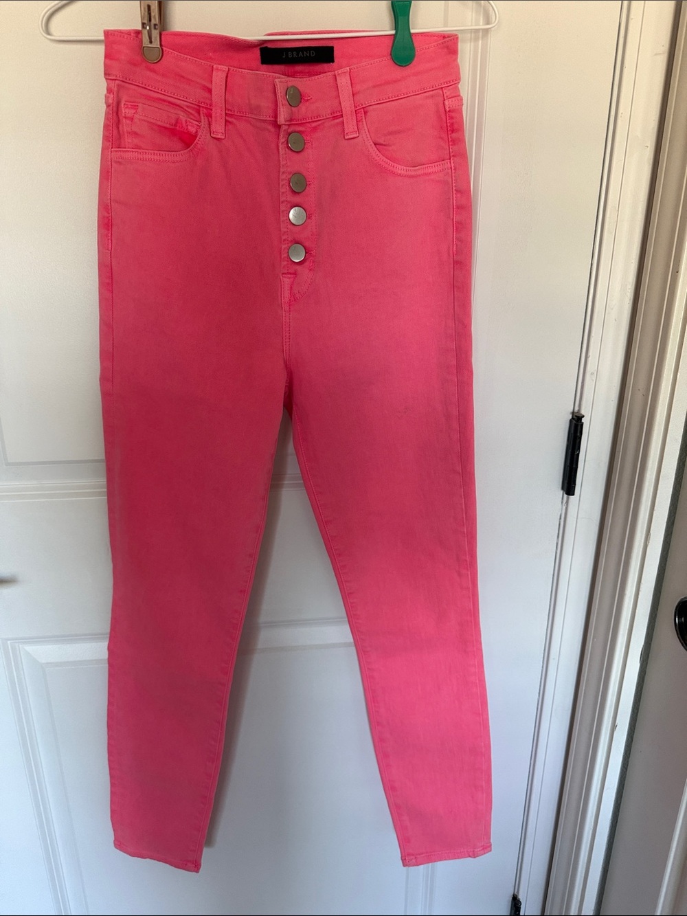 J Brand High-Rise Button-Fly Pink Jeans